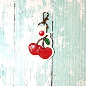 Cherry Keychain, Cherries Key chain, Fruit Keychain, Red Cherries Bag Charm, Cherry Zipper Pull