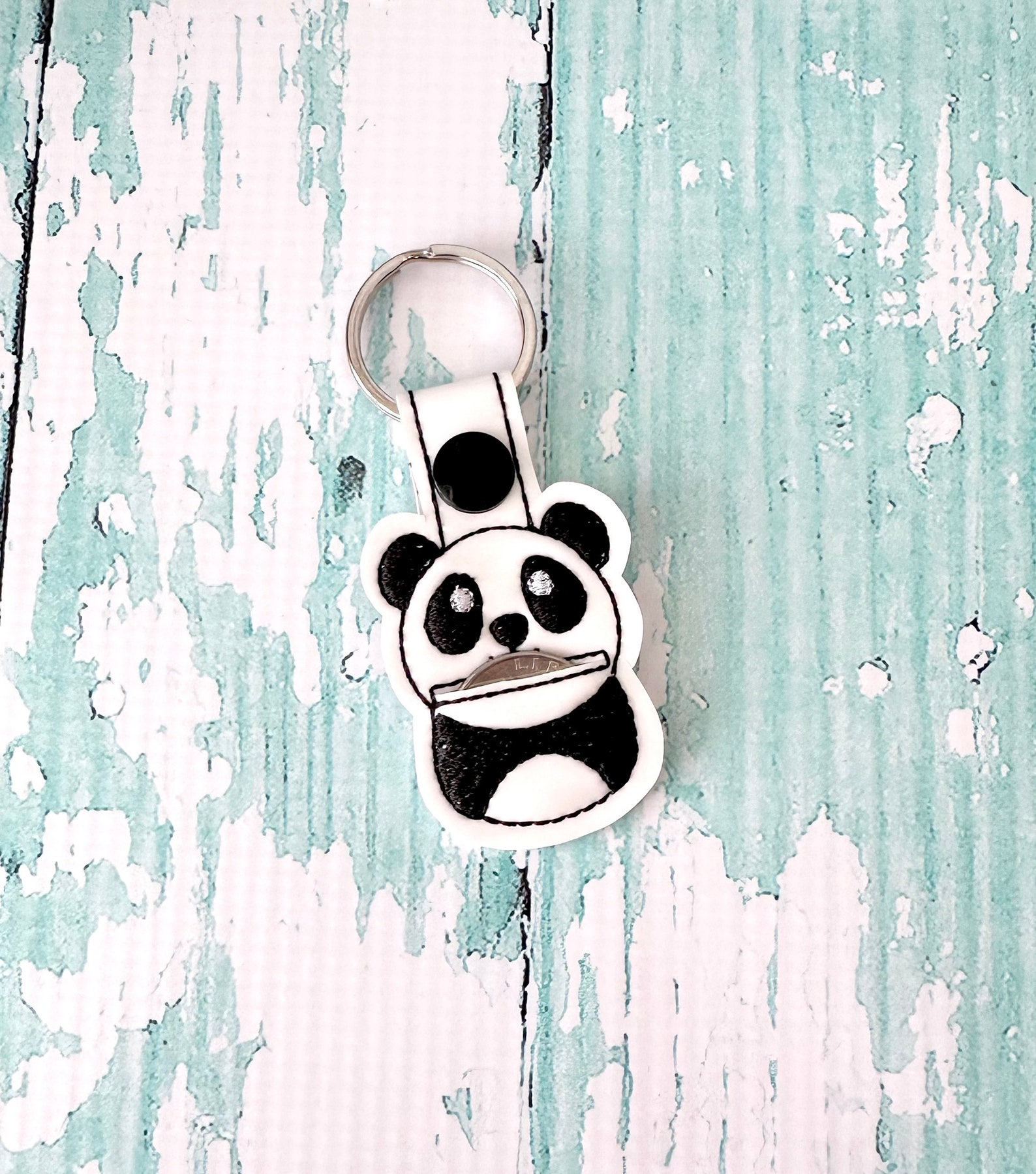 Panda Quarter Holder, Panda Keychain, Quarter Key Chain, Snap Tab, Key ...