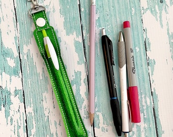 Pen or Pencil Holder keychain, Pen Holder for lanyard, Pen holder, Stylus Holder —- You choose from 70 Colors!