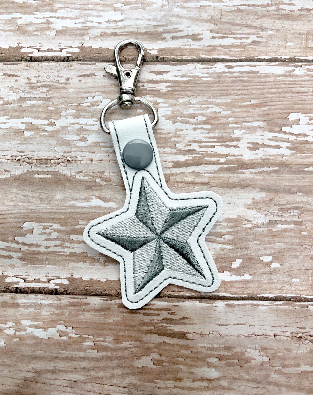 Star Keychain, Faceted Star Key Fob, Embroidered Star Key Chain You Choose From 70 Colors Etsy