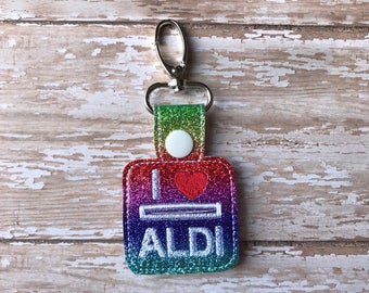 Aldi Quarter Keeper Aldi Keychain Aldi Key Chain Aldi Quarter Holder Snap Tab Key Fob Quarter Saver---70 Colors