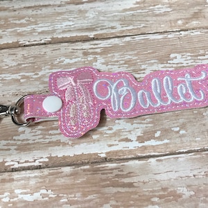 Personalized Name Tag, Ballet Personalized Name Keychain, Personalized Name Zipper Pull, Ballet Bag Tag--- Choose from 70 Colors