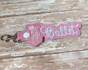 Personalized Name Tag, Ballet Personalized Name Keychain, Personalized Name Zipper Pull, Ballet Bag Tag--- Choose from 70 Colors