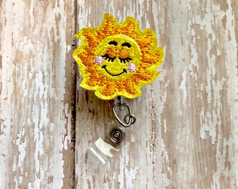 Happy Sun Badge Reel, Nurse Badge Reel, ID badge reel, Retractable Badge Reel, Hospital Badge Reel