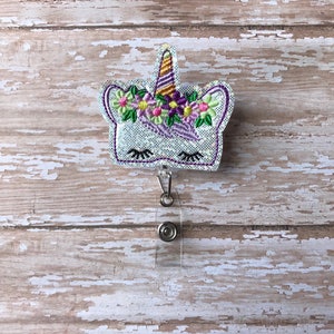 Unicorn Badge Reel, Nurse Badge Reel, ID badge reel, Retractable Badge Reel, Hospital Badge Reel, Happy Unicorn Badge Reel image 2