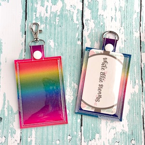 ID Badge Holder, Badge Holder, ID Holder, Vertical ID Holder,  Special Edition Luster Rainbow, Rainbow Badge Holder