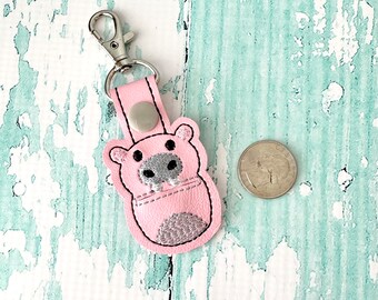 Hippo Quarter Holder, Hippo Keychain, Quarter Key Chain, Snap Tab, Key Fob, Aldi Quarter Saver---Choose from 70 Colors