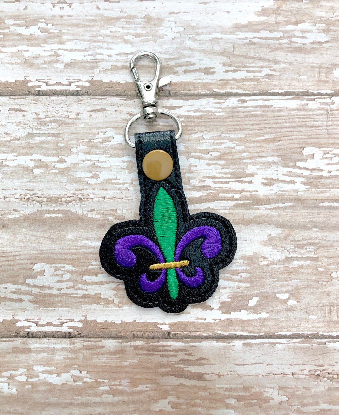 Fleur-de-lis Keychain, Fluer-de-lis Key Fob, Mardi Gras Key Chain