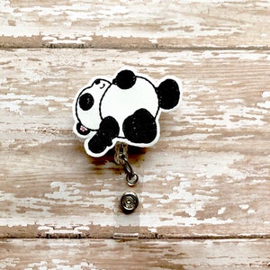 Cute Panda Badge Reels Retractable - 24 Inch Cord With Alligator Clip & Key Ring