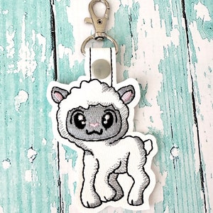 Lamb Keychain, Sheep Key chain, Sheep Zipper Pull, Lamb Gift, Sheep Bag Tag, Lamb Key Fob --- 70 Colors