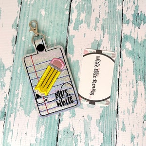 Porte-badge personnalisé pour enseignant, porte-badge vertical, porte-badge pour enseignant, porte-badge vertical — bloc-notes papier et crayon