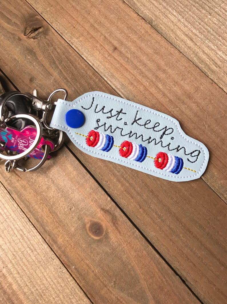 Swimming Keychain Swimming Key chain Just Keep Swimming Etsy