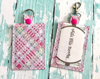 ID Badge Holder, Badge Holder, iD Holder, Vertical ID Holder,  Special Edition Pastel Plaid with Hearts