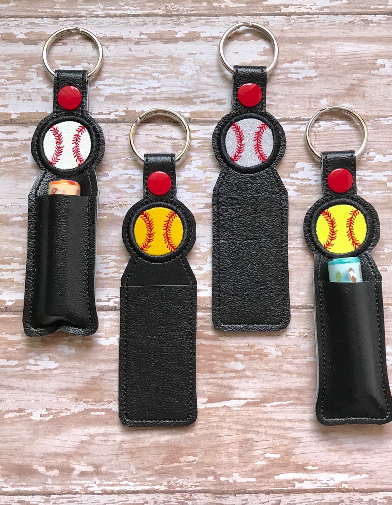 Baseball Keychain Baseball Lip Balm Holder Baseball Bag Tag Etsy
