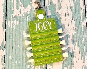 Golf Tee Holder Keychain, Personalized Golf Tee Holder, Golf Tee Holder Bag Tag, Personalized Golf Tee Holder---70 Colors