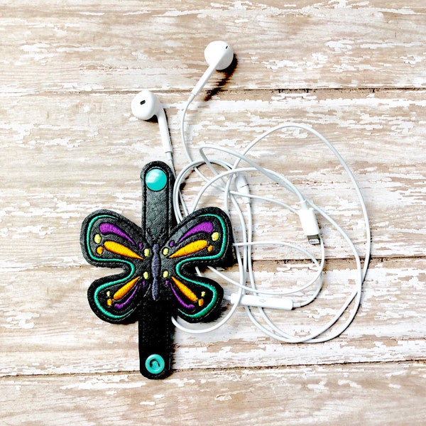 Butterfly Cord Holder, Butterfly Earbud Holder, Butterfly Ear Bud Wrap, Earphone Holder, 70 Colors!