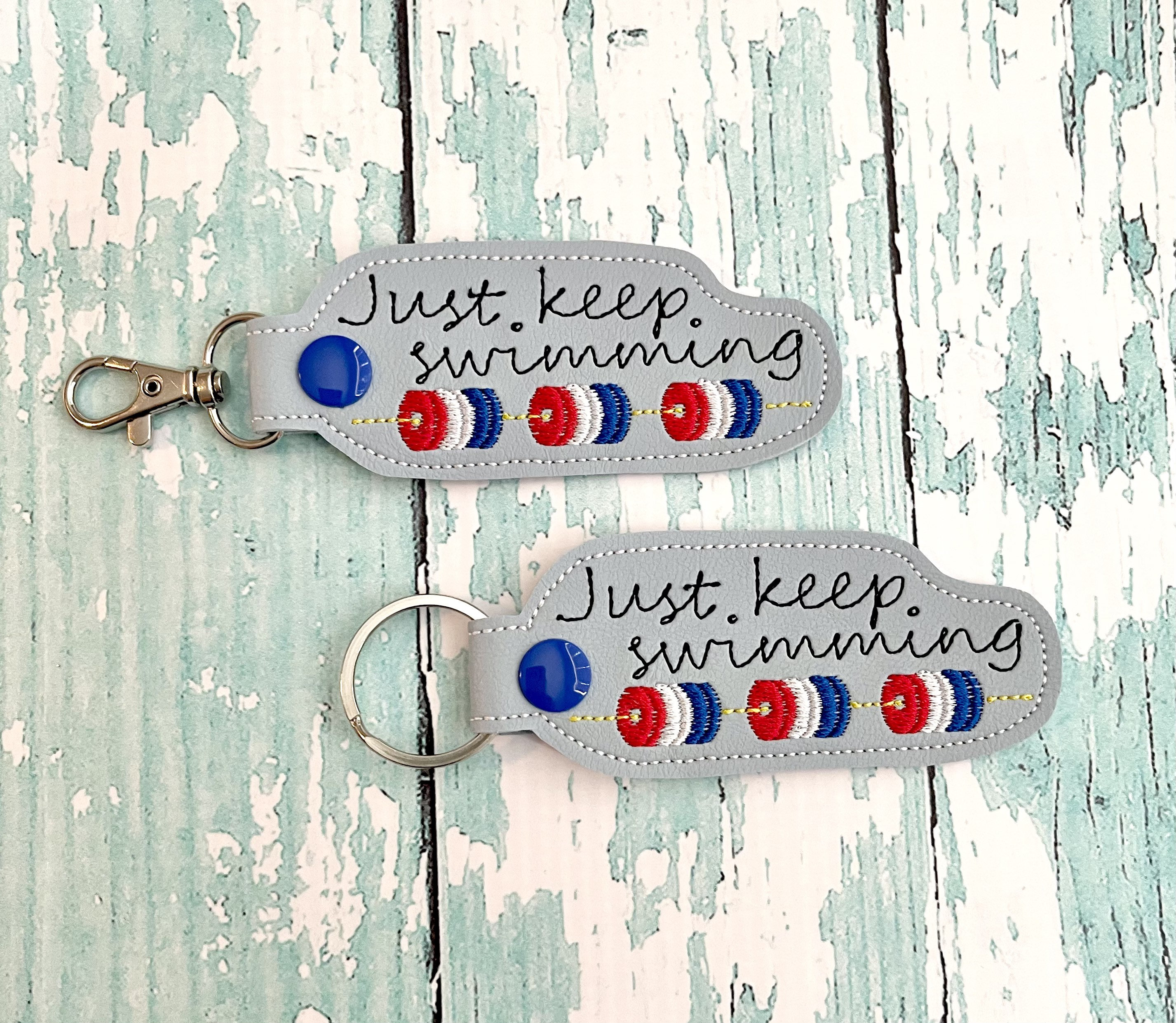 Swimming Keychain, Swimming Key Chain, Just Keep Swimming Zipper Pull ...
