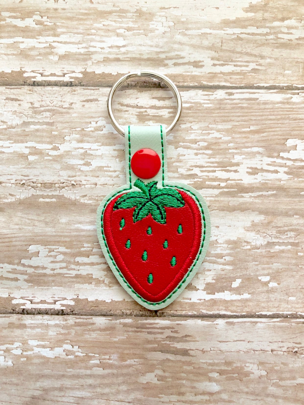 Strawberry Keychain, Strawberry Key Chain, Strawberry Zipper Pull