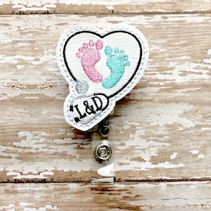 Labor and Delivery Steth Heart Badge Reel, Nurse Badge Reel, ID badge reel, Retractable Badge Reel, Hospital Badge Reel, Doctor Badge Reel