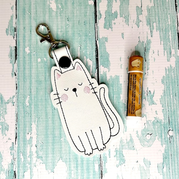 Cat Lip Balm Holder, Backwards Cat Lip Balm Keychain, Cat Lip Balm Cozy, Cat Lover Balm Holder—-You choose from 70 colors!