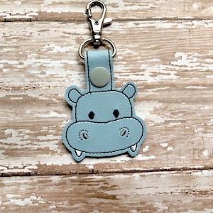 Hippo Keychain, Hippo Key chain, Hippo Bag Tag, Hippo Key Fob, Custom Keychain---You choose 70 Colors