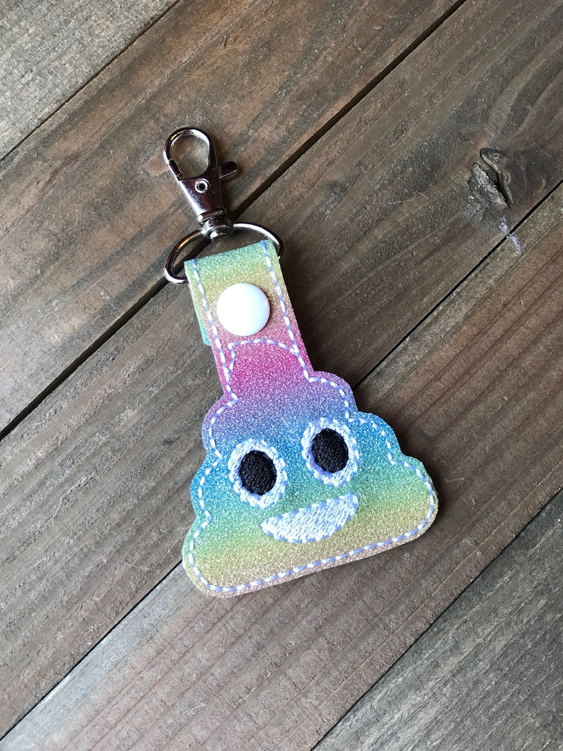 Poop Keychain Poop emoji Key Chain Poop zipper pull Rainbow Etsy
