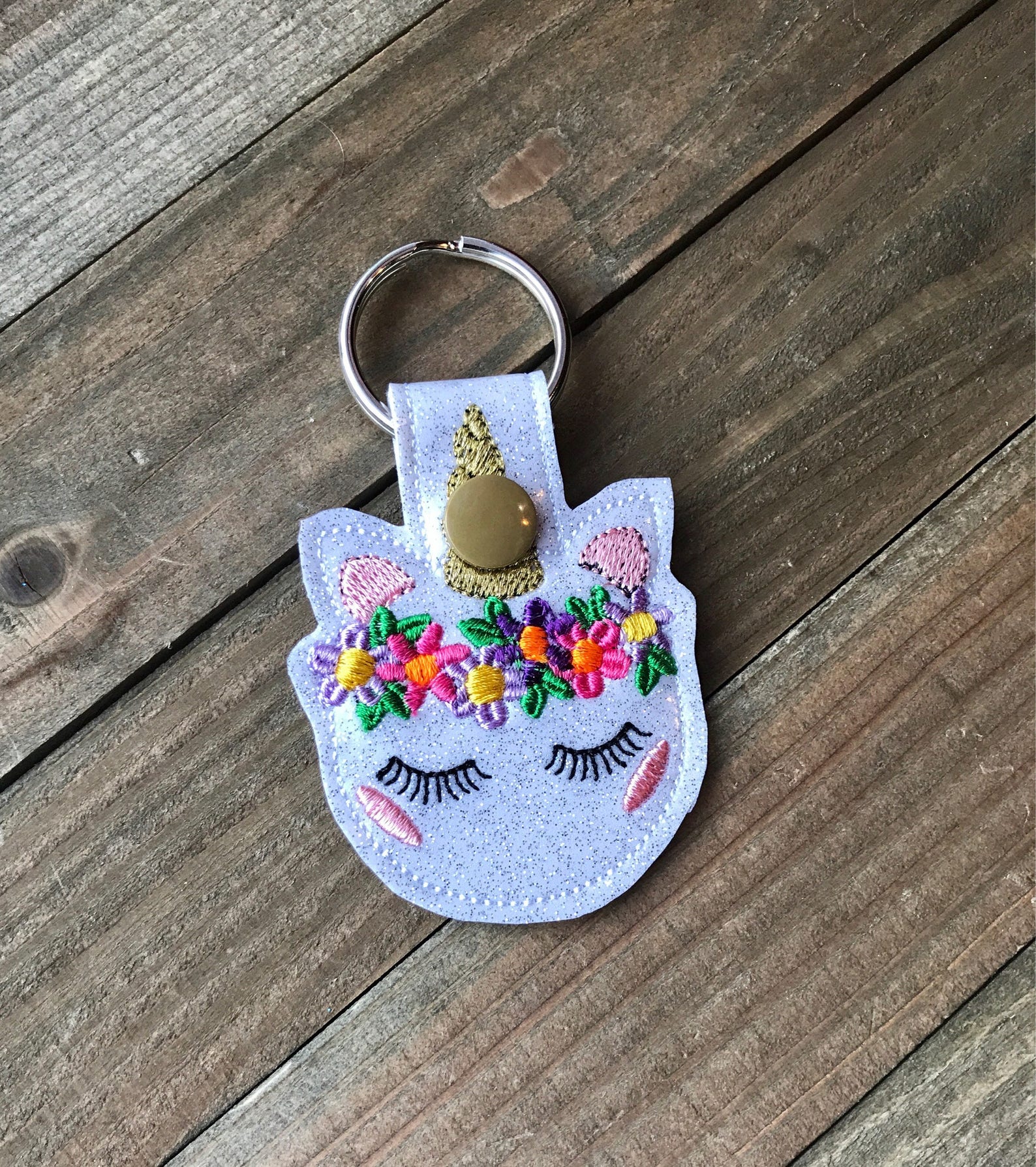 Unicorn Keychain, Unicorn Key Chain, Cute Unicorn With Flower Crown