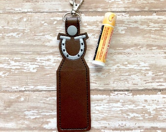 Horseshoe Lip Balm Holder, Horseshoe Lip Balm Keychain, Horseshoe Lip Balm Cozy, Chapstick Holder