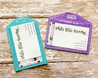 ID Badge Holder for vinyl strap, Badge Holder, ID Holder, Horizontal or Vertical, You choose from 70 Colors!