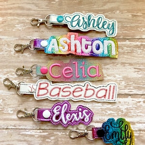 Personalized Name Tag, Personalized Name Keychain, Personalized Name Zipper Pull ---70 Colors---PLEASE specify font choice when ordering!