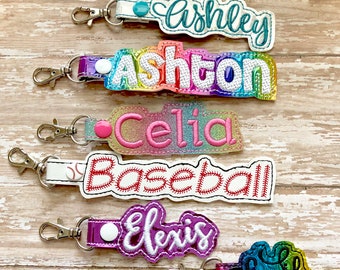 Personalized Name Tag, Personalized Name Keychain, Personalized Name Zipper Pull ---70 Colors---PLEASE specify font choice when ordering!