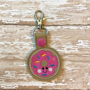 Donut Keychain, Doughnut Key Chain, Donut Snap Tab, Doughnut Zipper Pull