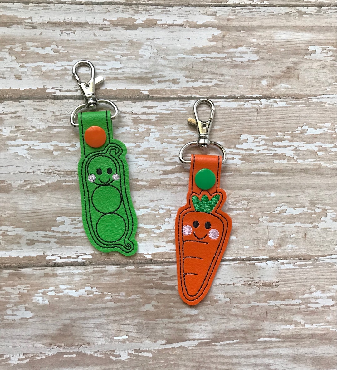 Best Friends Keychain, Peas and Carrots Key Fob, Best Friend Bag Tag