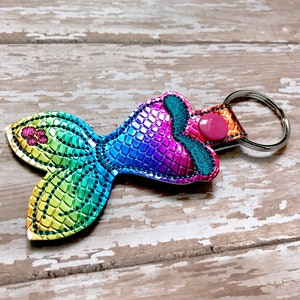 Mermaid Keychain, Mermaid Key chain, Mermaid Zipper Pull, Mermaid Bag Tag, Custom Keychain---You choose 70 Colors