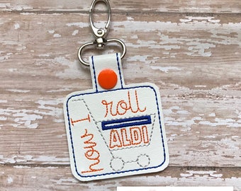 Aldi Quarter Keeper, How I roll Aldi Keychain Aldi Key Chain Aldi Quarter Holder Snap Tab Key Fob Quarter Saver---70 Colors