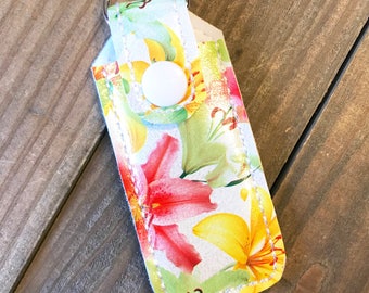 Lip Balm Holder, Lip Balm Keychain, Lip Balm Cozy, Chapstick Holder---Lilies, Flowers