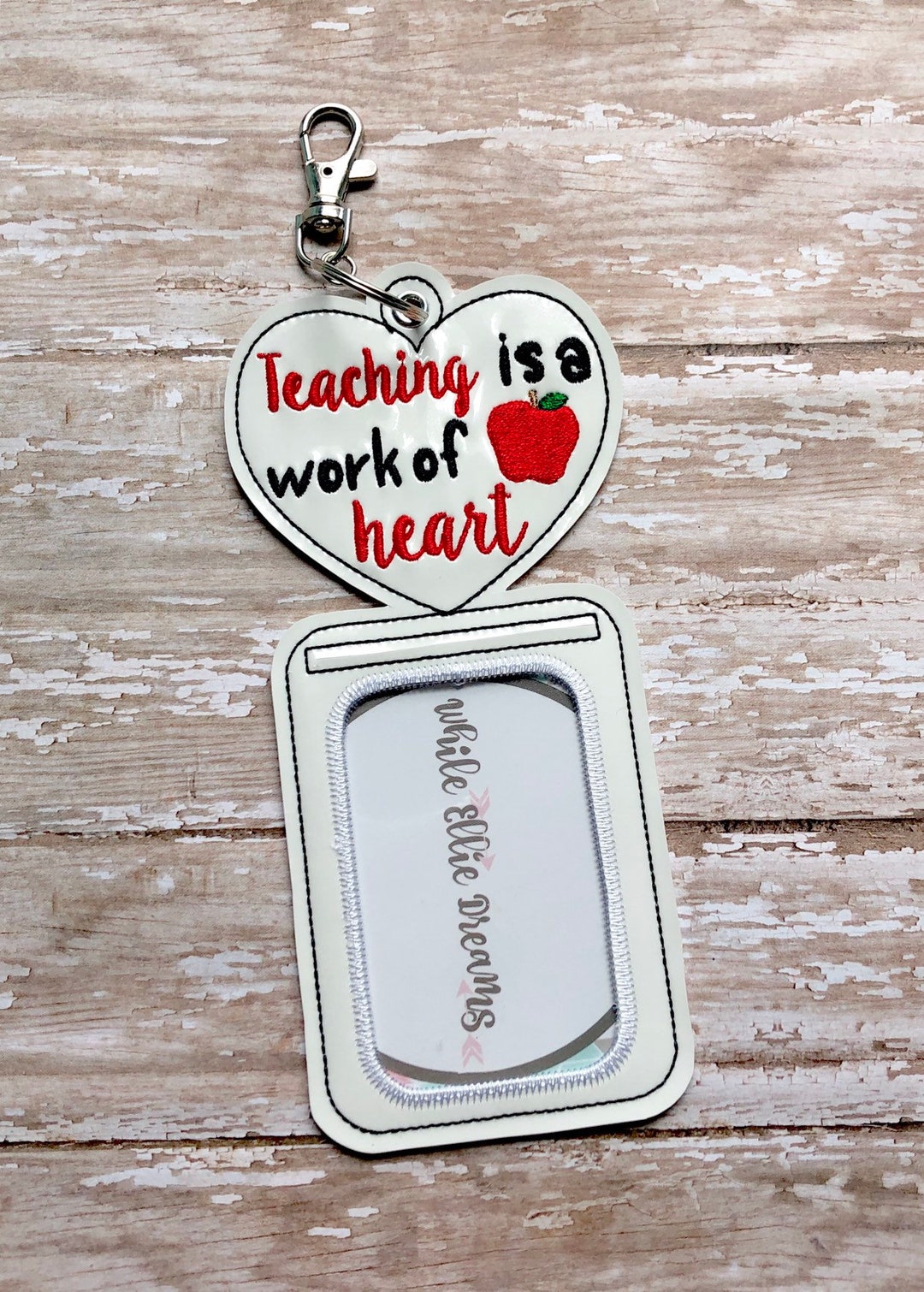 Teacher ID Badge Holder Badge Holder ID Holder Vertical or Etsy