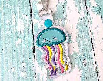 Jellyfish Keychain, Jellyfish Key chain, Jellyfish Zipper Pull, Jellyfish Gift, Jellyfish Bag Tag, Key Fob --- 70 Colors