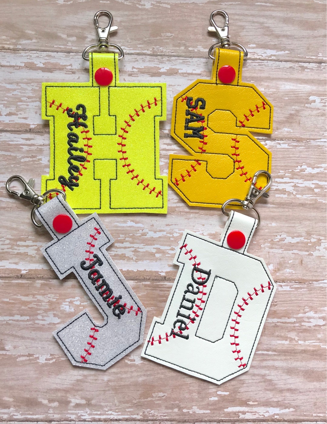 Baseball Letters Keychain, Baseball Team Gift, Baseball Bag Tag
