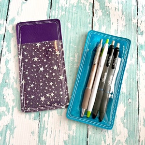 Pen Holder Pouch, Pen or Pencil Sleeve, Purse or Backback Pen or Pencil Holder —-Choose from 70 Colors!