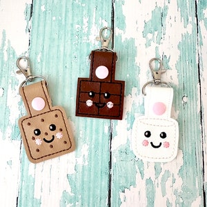 Best Friends Keychain, Smores Keychains, Best Friend Bag Tag, S&#39;mores Zipper Pulls, BFF Gift, 3 BFF gift