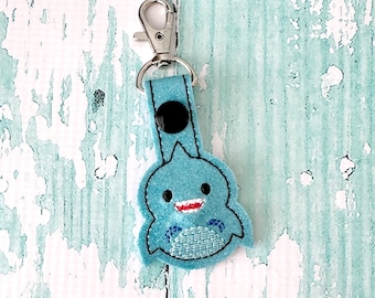 Shark Keychain, Shark Key chain, Shark Zipper Pull, Shark Gift, Shark Bag Tag, Key Fob --- 70 Colors
