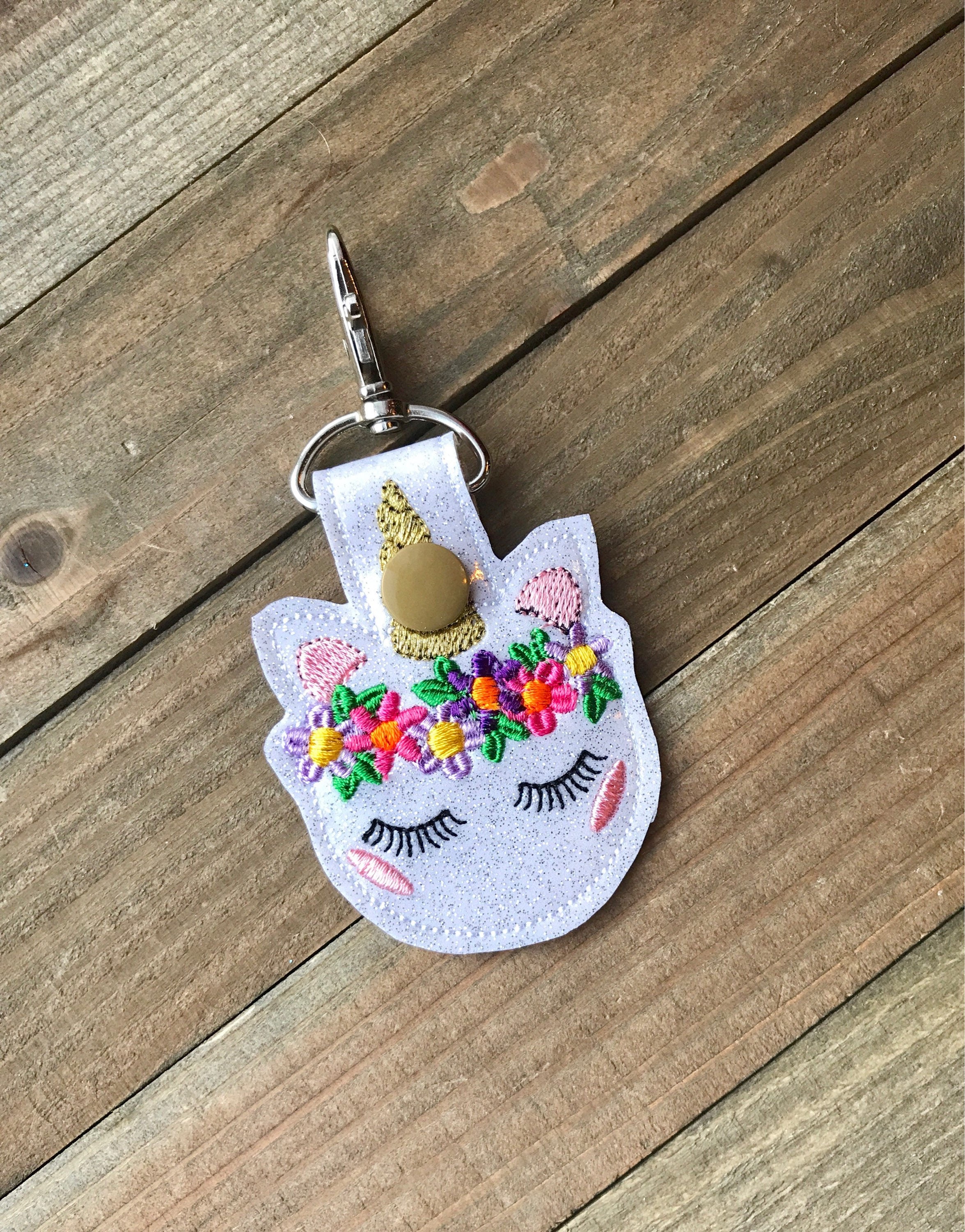 Unicorn Keychain Unicorn Key chain Cute Unicorn with Flower Etsy