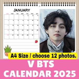 V BTS Calendar 2025 A4: Bangtan Army Gift, Choose 12 Photos