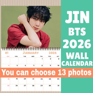 JIN BTS Wall Calendar 2026 A3 size, Kpop Calendar 2026, Christmas Gift, Bts Merch, Bangtan Army Gift,  JIN bts Bias, bts gift