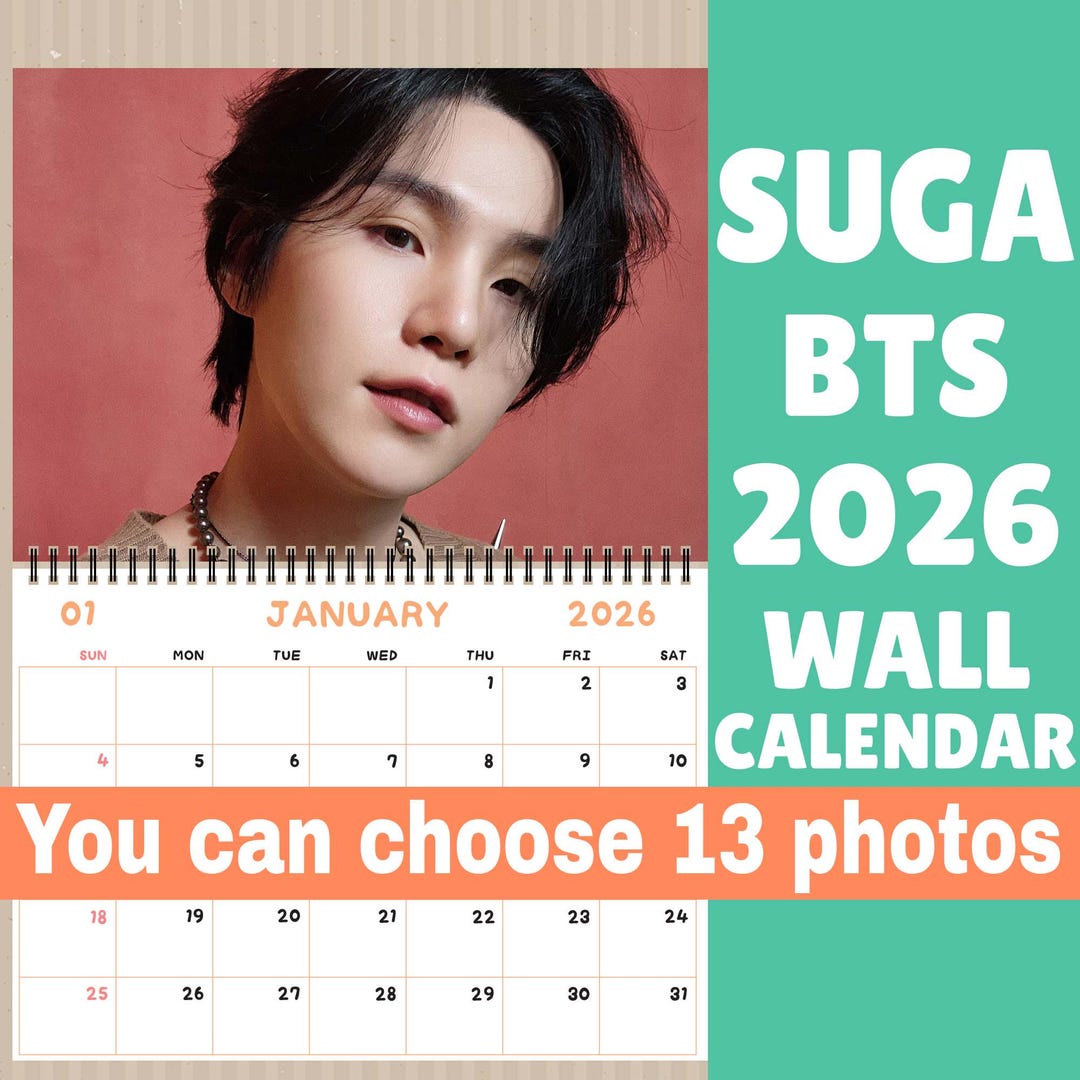 SUGA BTS 2026 Wall Calendar Kpop Min Yoongi A3 Size Etsy Canada Il Eu5i 