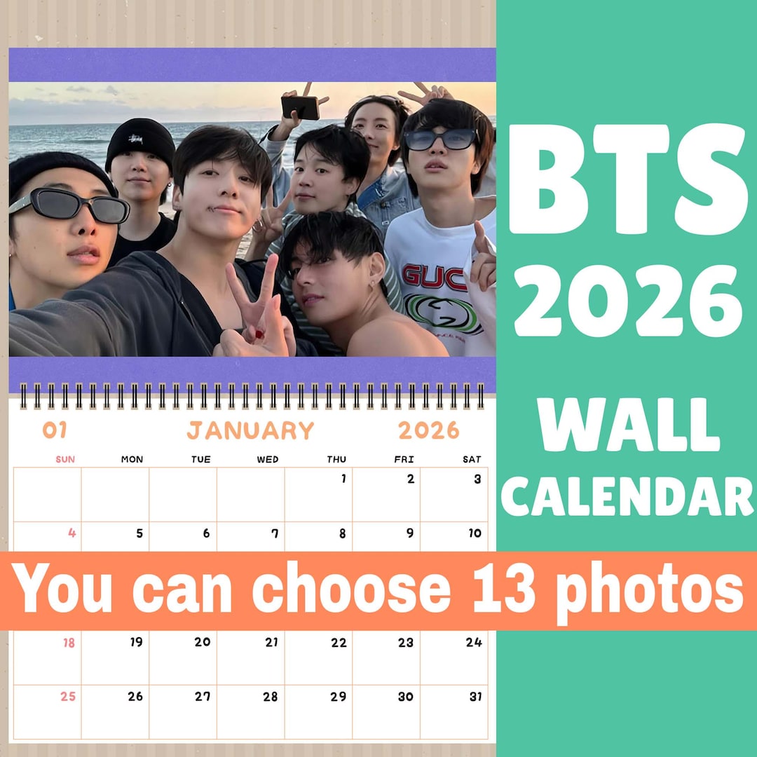 BTS Wall Calendar 2026, Rm/jin/suga/j-hope/jimin/jungkook/v