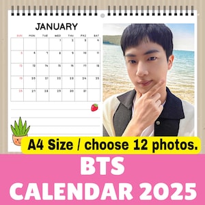 BTS Calendar 2025 A4: Kpop Bangtan Gift, Choose 12 Photos