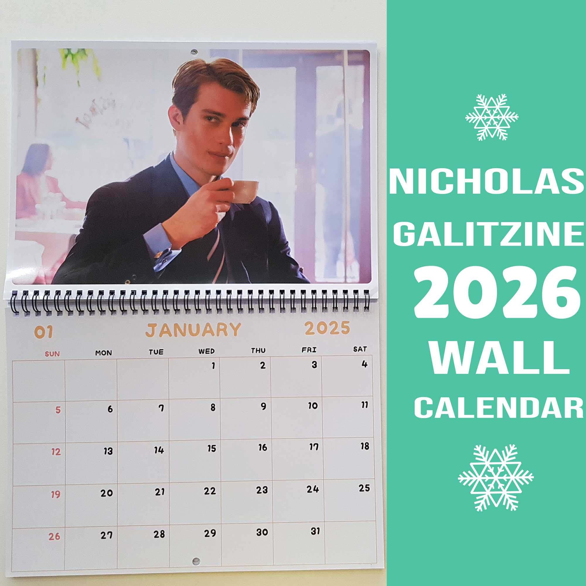 Nicholas Galitzine Calendar 2026 / Nicholas Galitzine Wall Calendar Friend Gift Christmas Gifts New Year Gift Sunday & Monday start A3 size