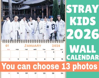 Stray Kids Calendar 2026 Bang Chan/Lee Know/Changbin/Hyunjin/Han/Felix/Seungmin/I.N Wall Calendar 2026 You can choose 13 photo